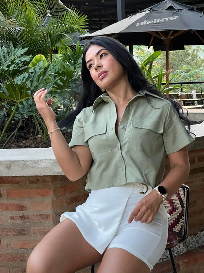 CAMISERA CARGO TELA LINO